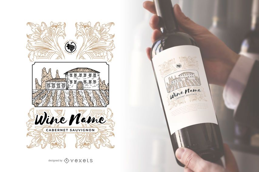 Vineyard wine bottle label Vineyard wine bottle label