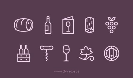 Conjunto de ícones de vinho