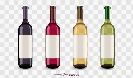 Wine bottles icons set Wine bottles icons set