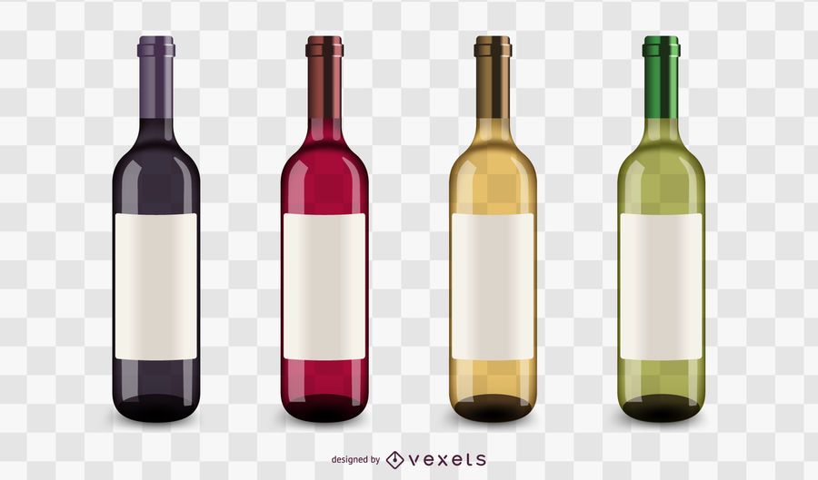Conjunto de ícones de garrafas de vinho Conjunto de ícones de garrafas de vinho