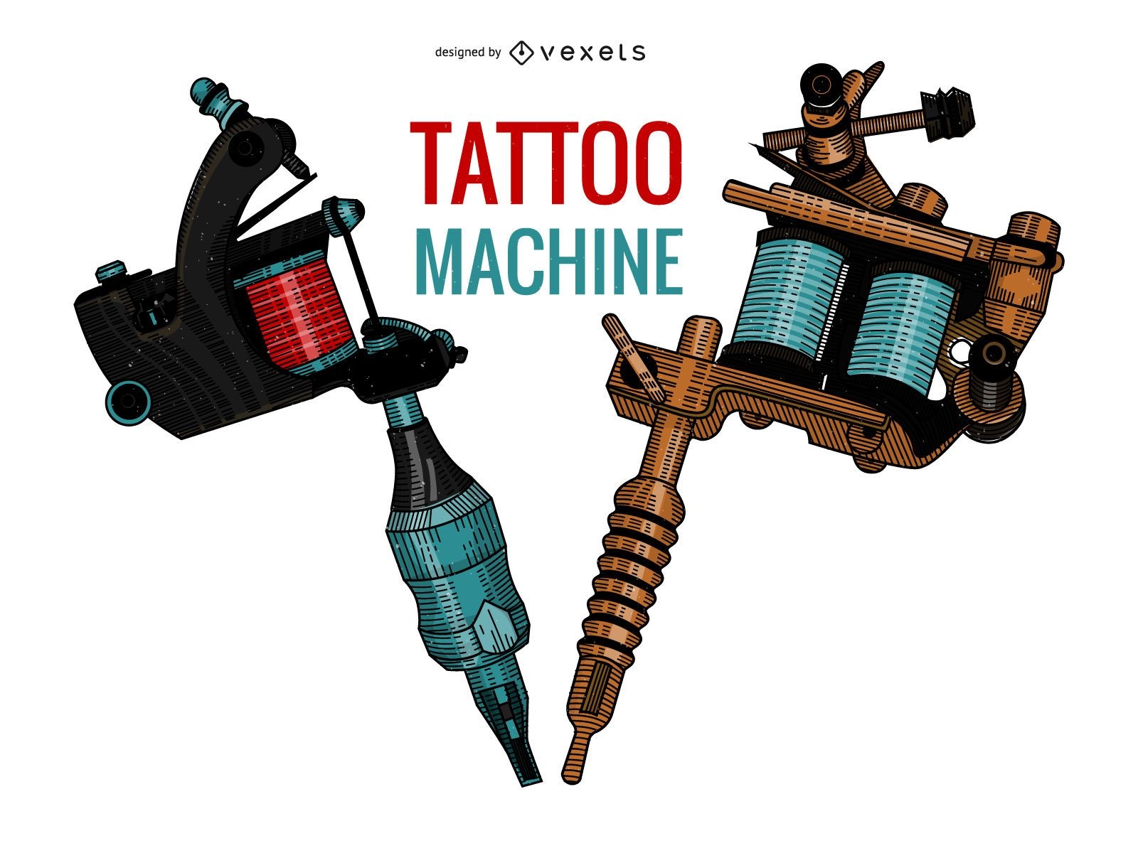 Ilustración de máquinas de tatuaje