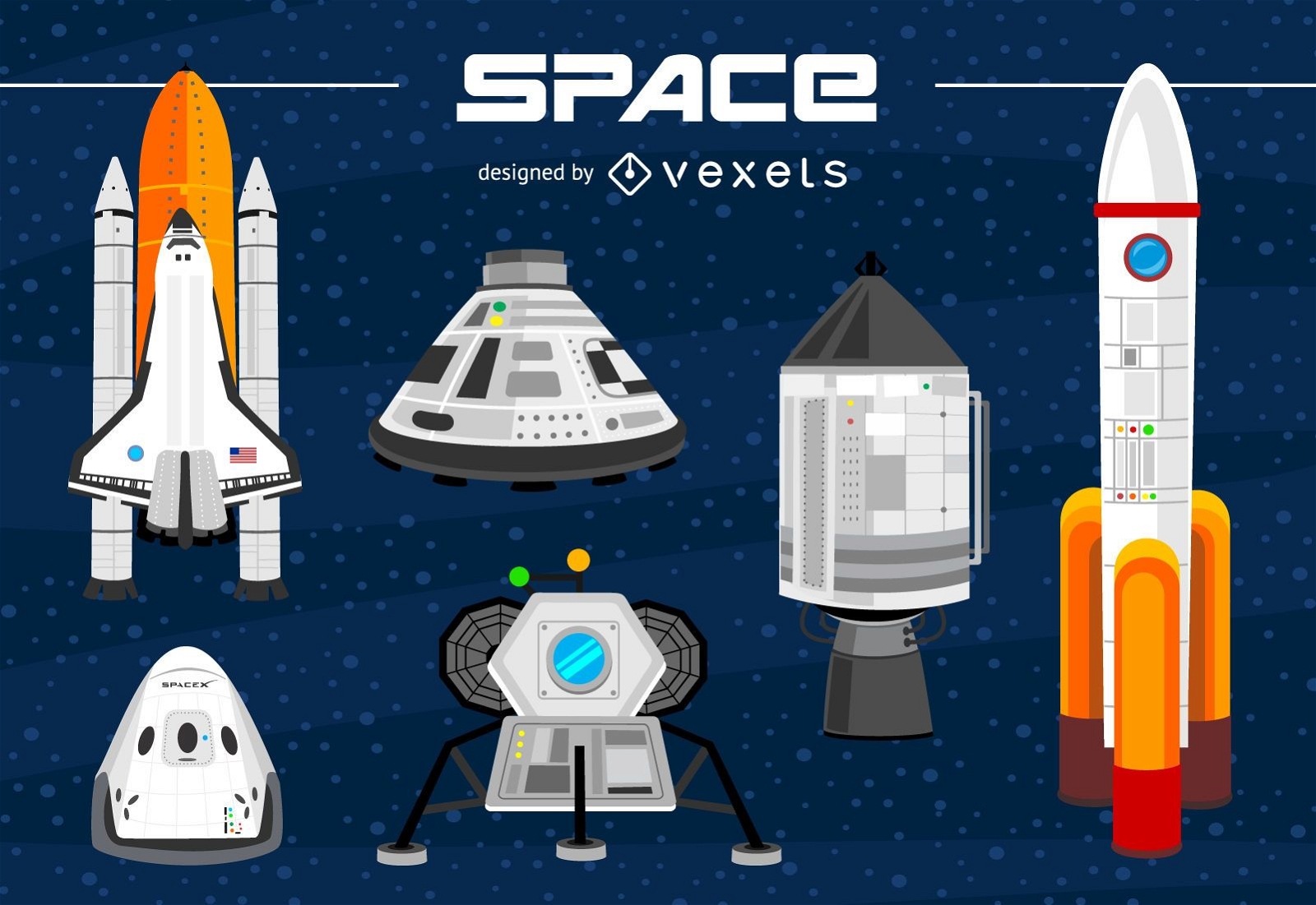 Spacecraft illustration set