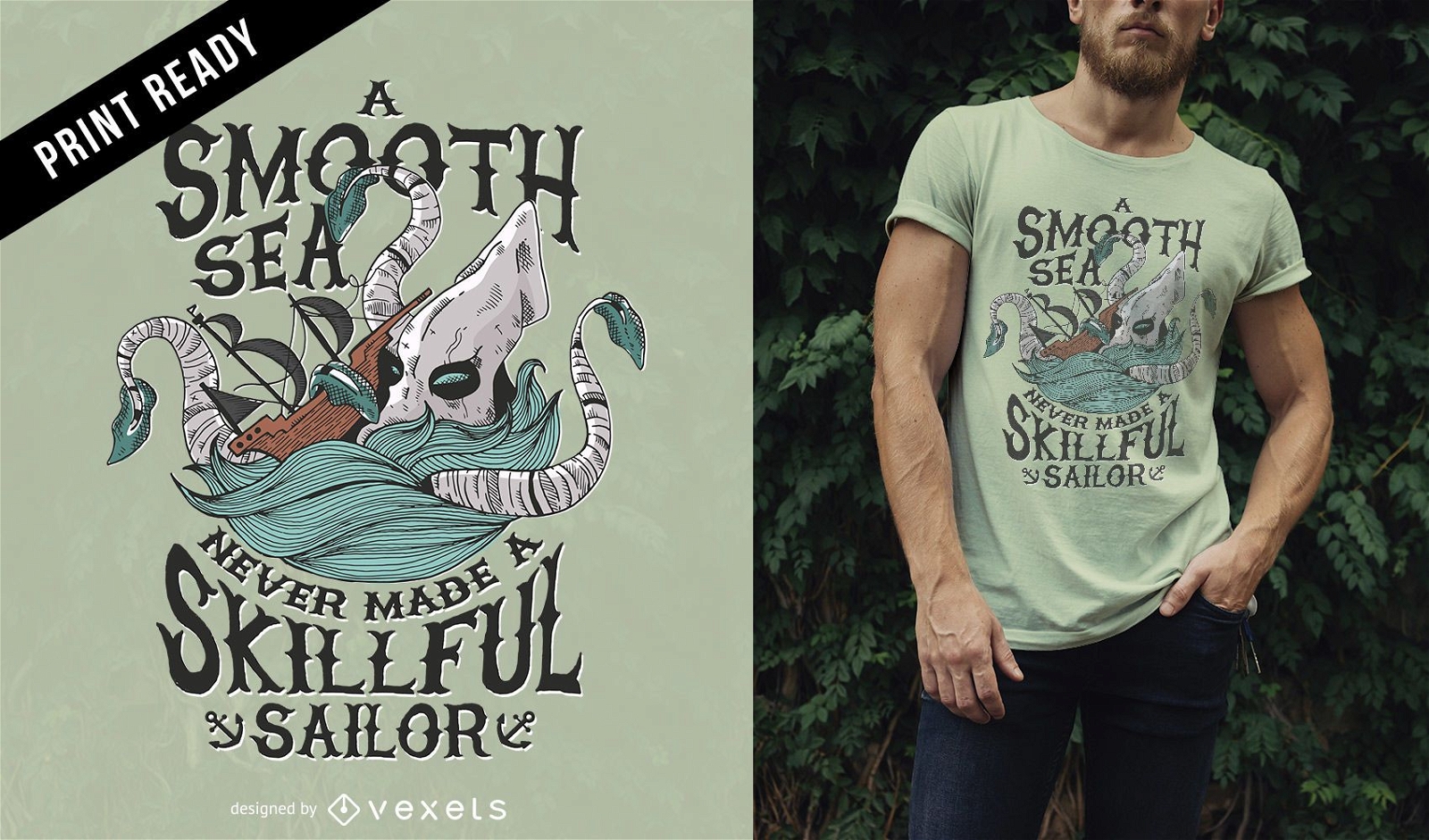 Design de t-shirt Kraken sea