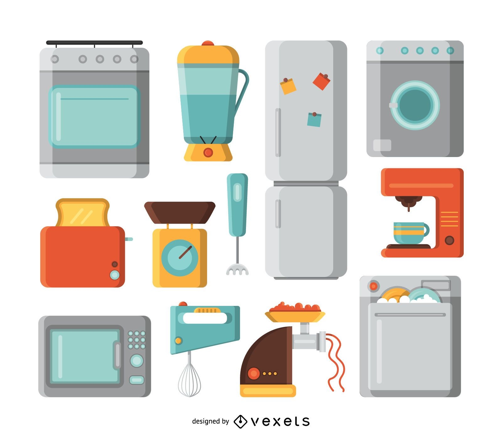 Kitchen appliances illustration set