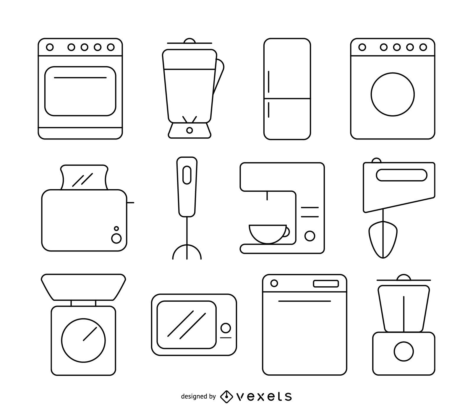 Conjunto de ícones de fogão de cozinha