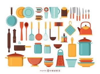 Kitchen tools illustration set Kitchen tools illustration set