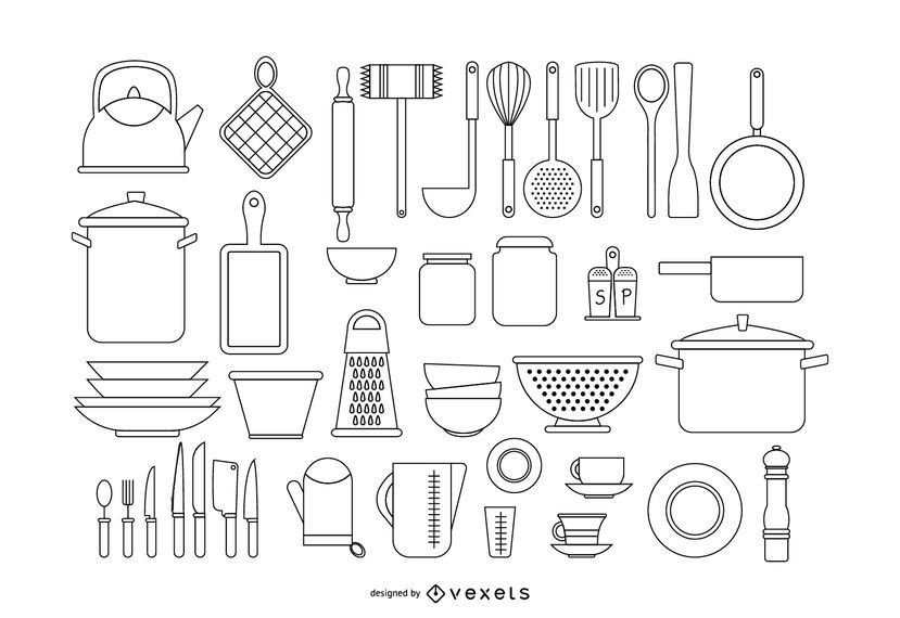 Conjunto de trazo de herramientas de cocina Conjunto de trazo de herramientas de cocina