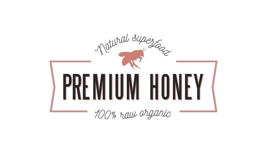 Premium honey ribbon logo template Premium honey ribbon logo template