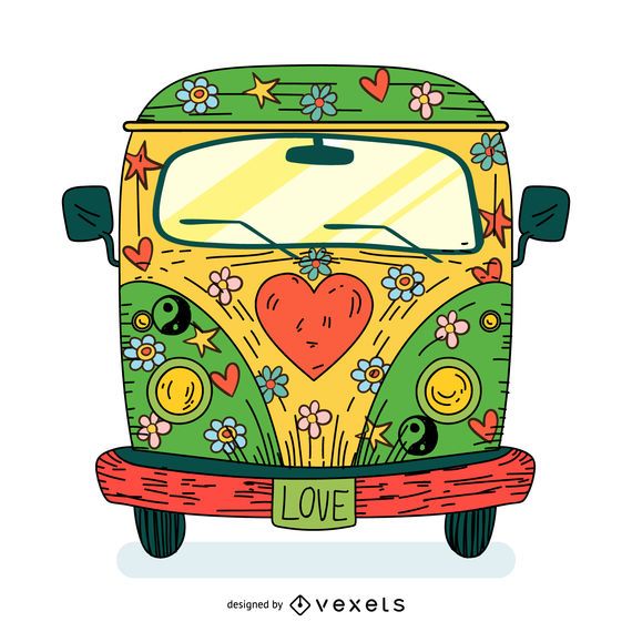 Hippiebus-Karikaturillustration Hippiebus-Karikaturillustration