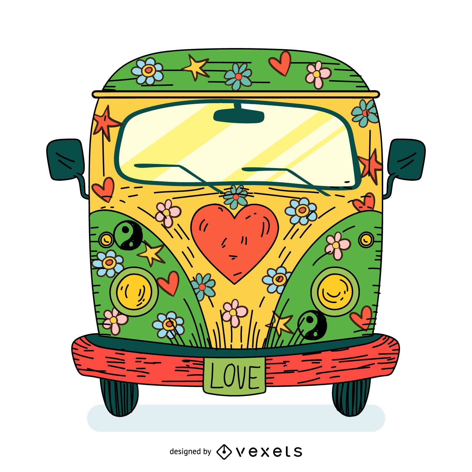 Ilustração do desenho do ônibus hippie