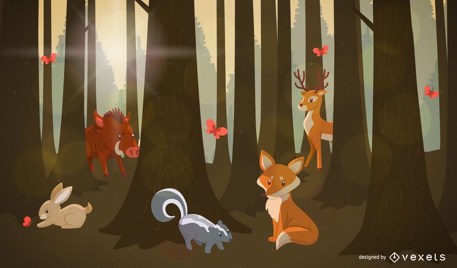 Paisagem de animais da floresta Paisagem de animais da floresta