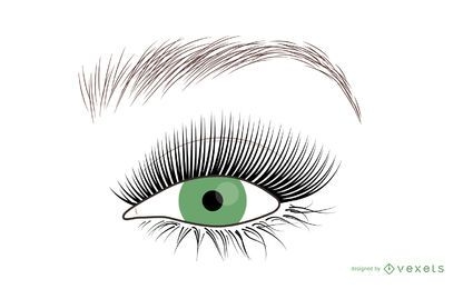 Ilustração de mulher olho e cílio