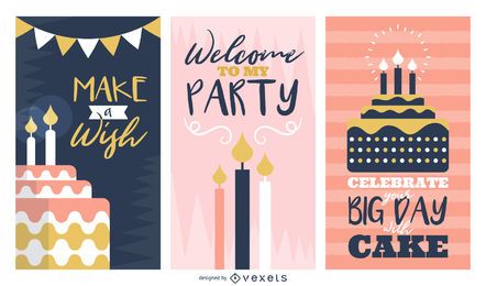 Birthday greeting cards set