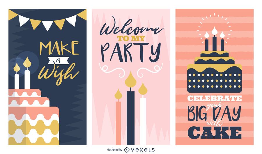 Birthday greeting cards set Birthday greeting cards set