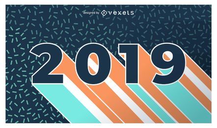 Banner de diseño plano de año nuevo 2019