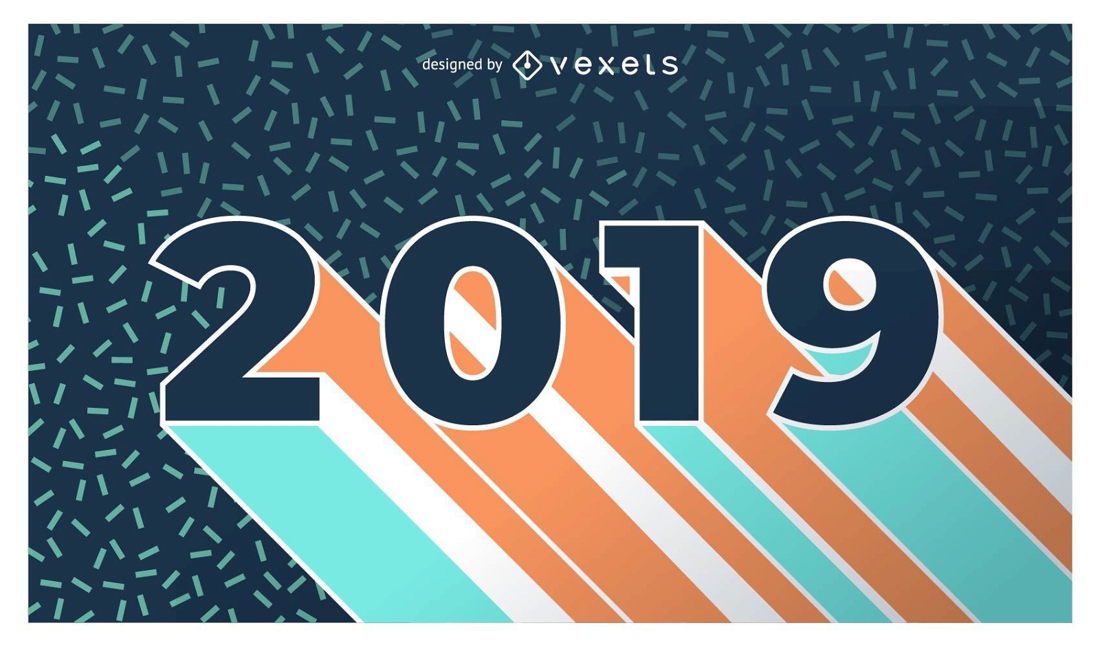 Neujahr 2019 Flat Design Banner