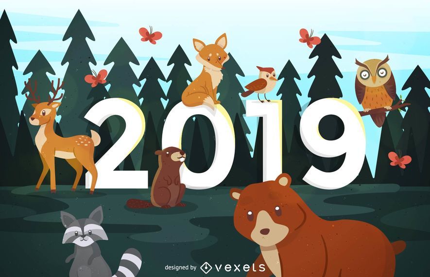 New year forest animals design New year forest animals design