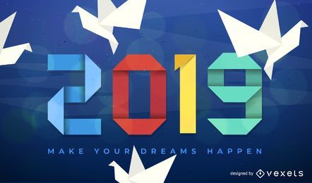 2019 New year origami design 2019 New year origami design