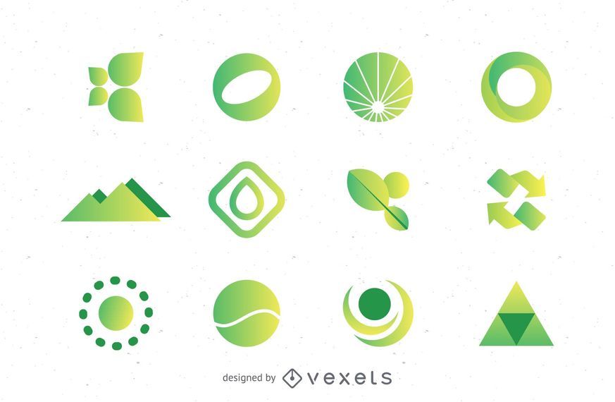 Green logos set collection Green logos set collection