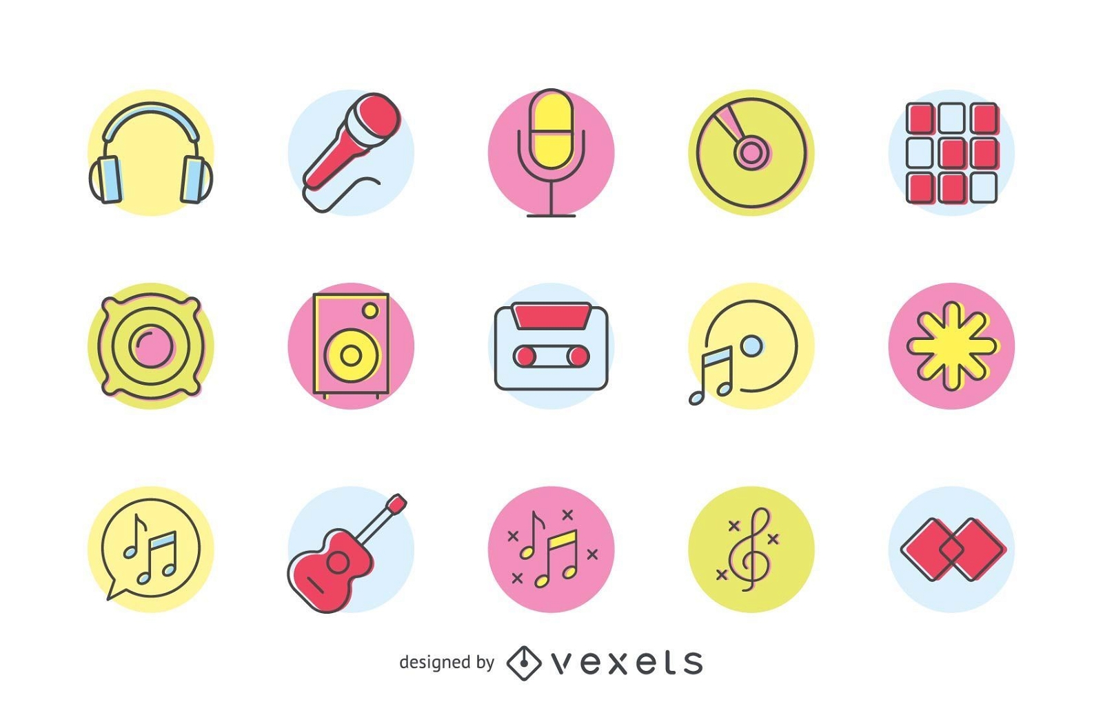 Colorful musical logo set