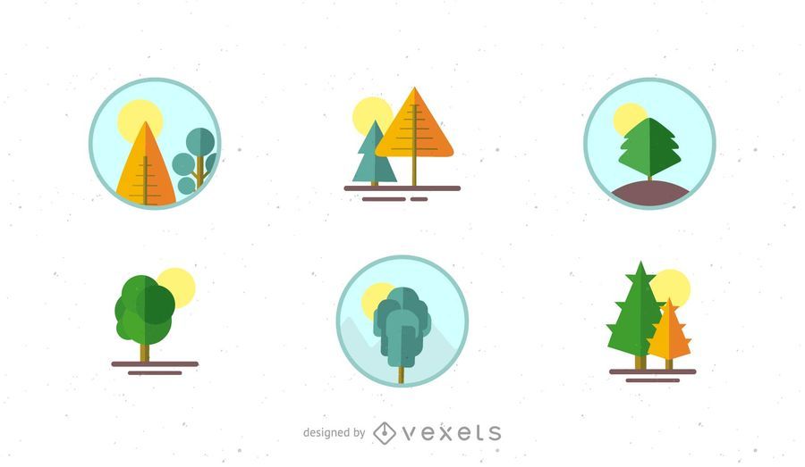 Nature landscape logo set Nature landscape logo set