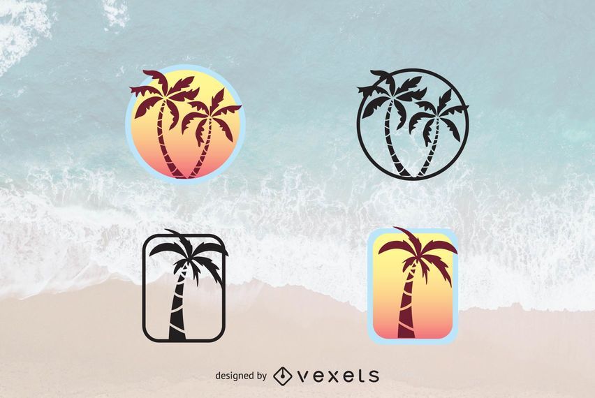 Conjunto de logo de palmera Conjunto de logo de palmera