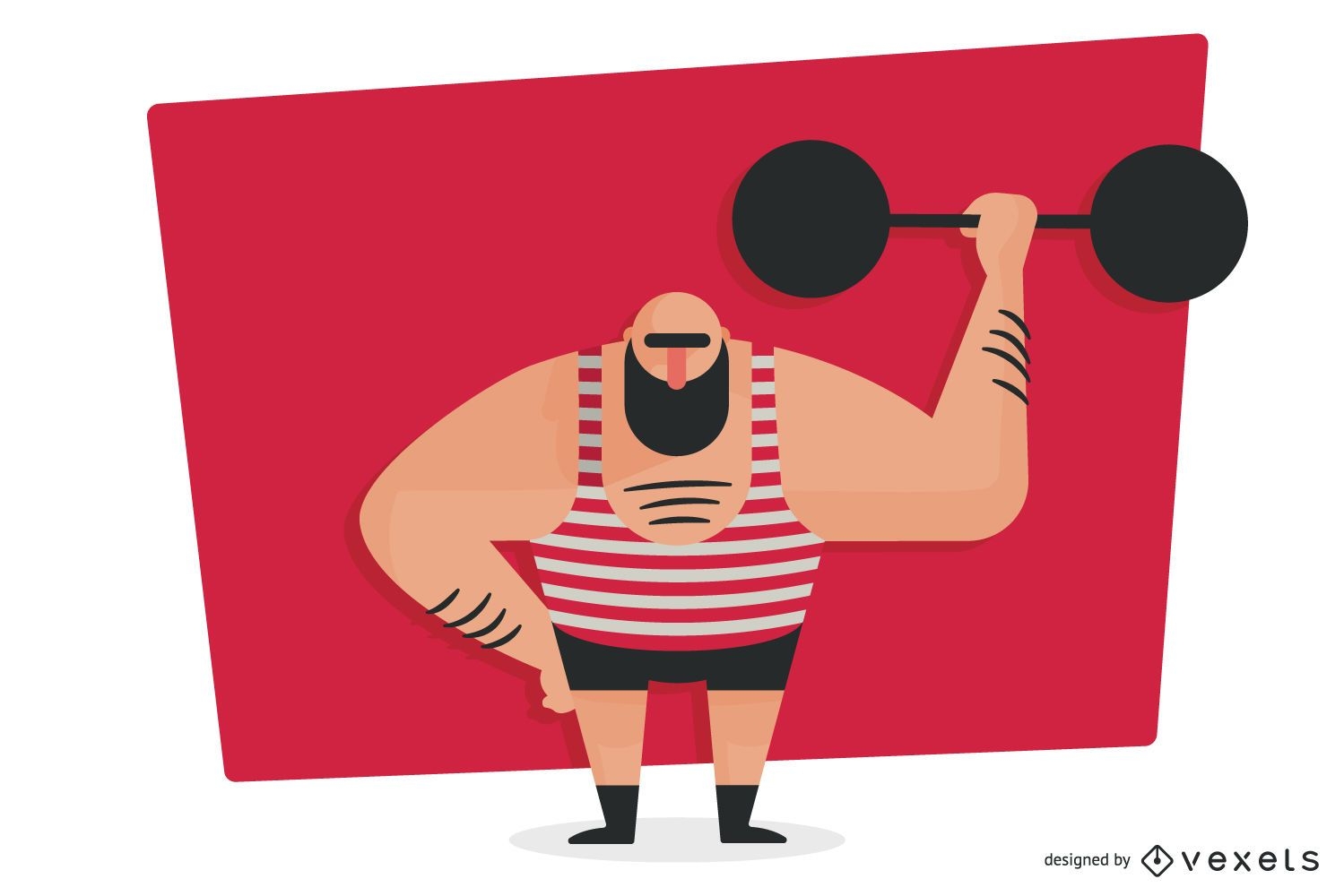 Weightlifter lifting barbell illustration