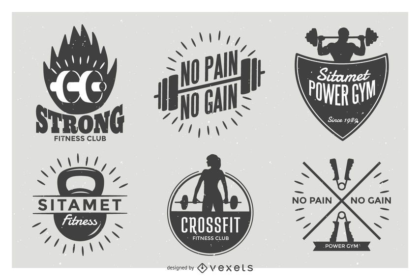 Weightlifting label badge set Weightlifting label badge set
