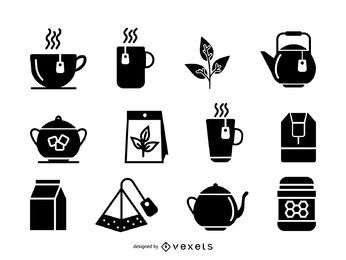 Isolated tea icons set Isolated tea icons set