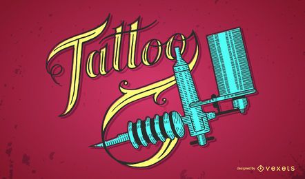 Tatuagem, lettering, e, tatuagem, máquina, desenho Tatuagem, lettering, e, tatuagem, máquina, desenho