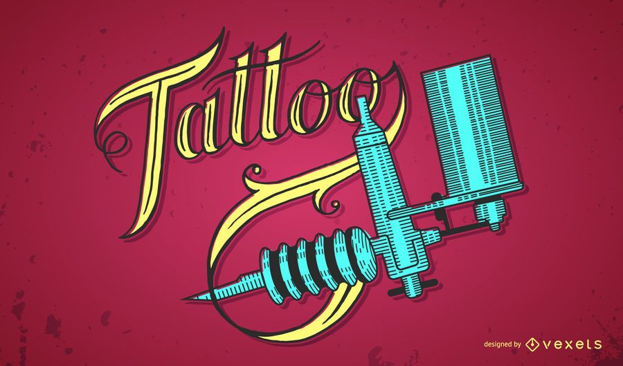 Tattoo lettering and tattoo machine design Tattoo lettering and tattoo machine design