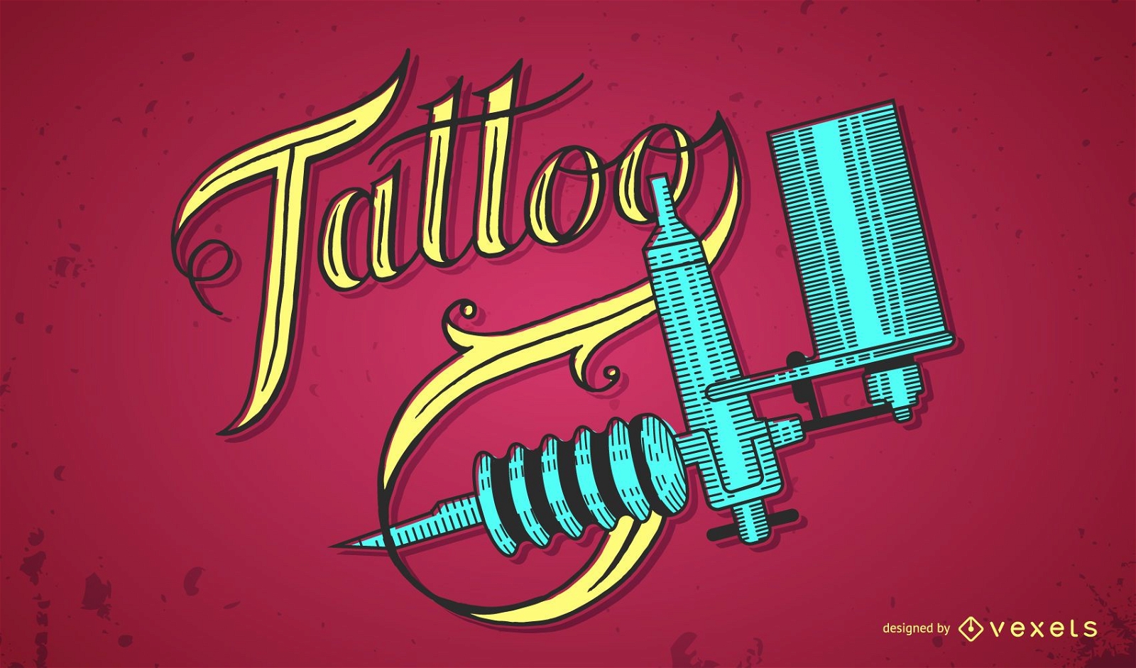 Tattoo Schriftzug und Tattoo Maschine Design