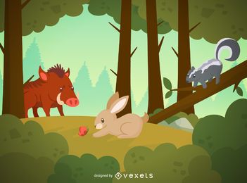 Ilustración de animales silvestres de bosque Ilustración de animales silvestres de bosque