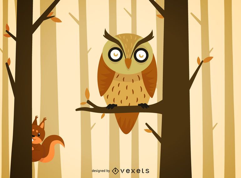 Ilustración de dibujos animados de búho de bosque Ilustración de dibujos animados de búho de bosque