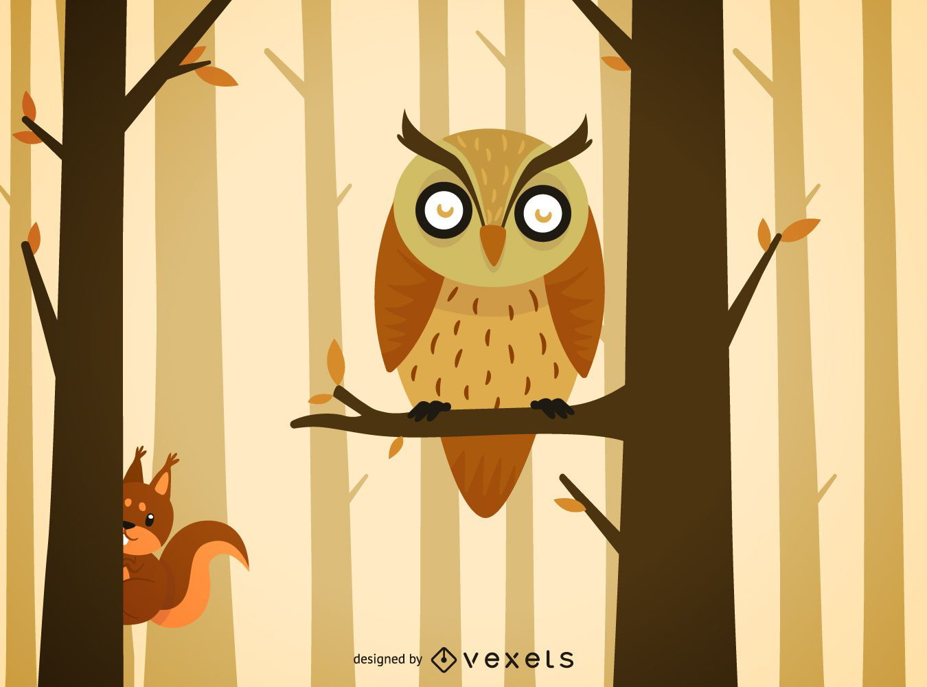 Forest owl cartoon illustration