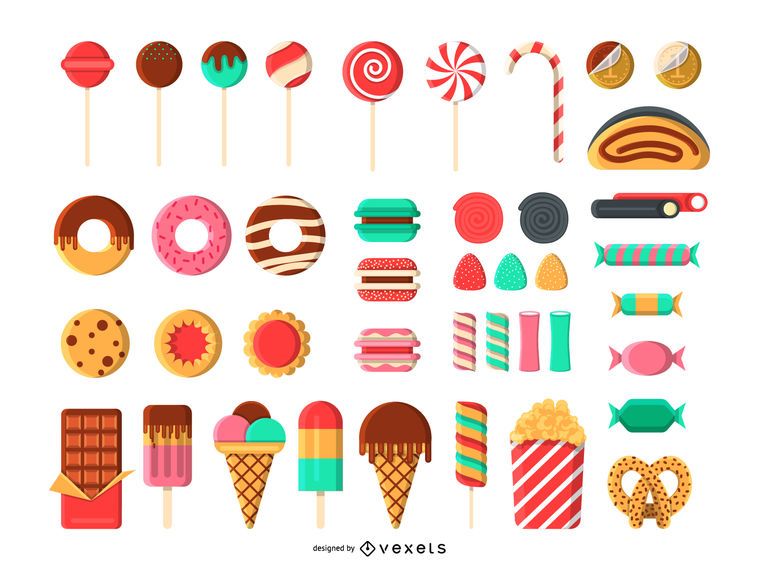 Conjunto de iconos de caramelos Conjunto de iconos de caramelos