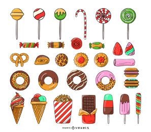 Sweets and candy icon set