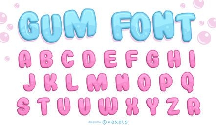 Bubble gum 3D font