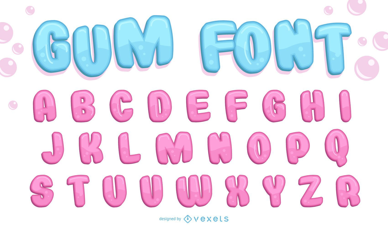 Bubble gum 3D font