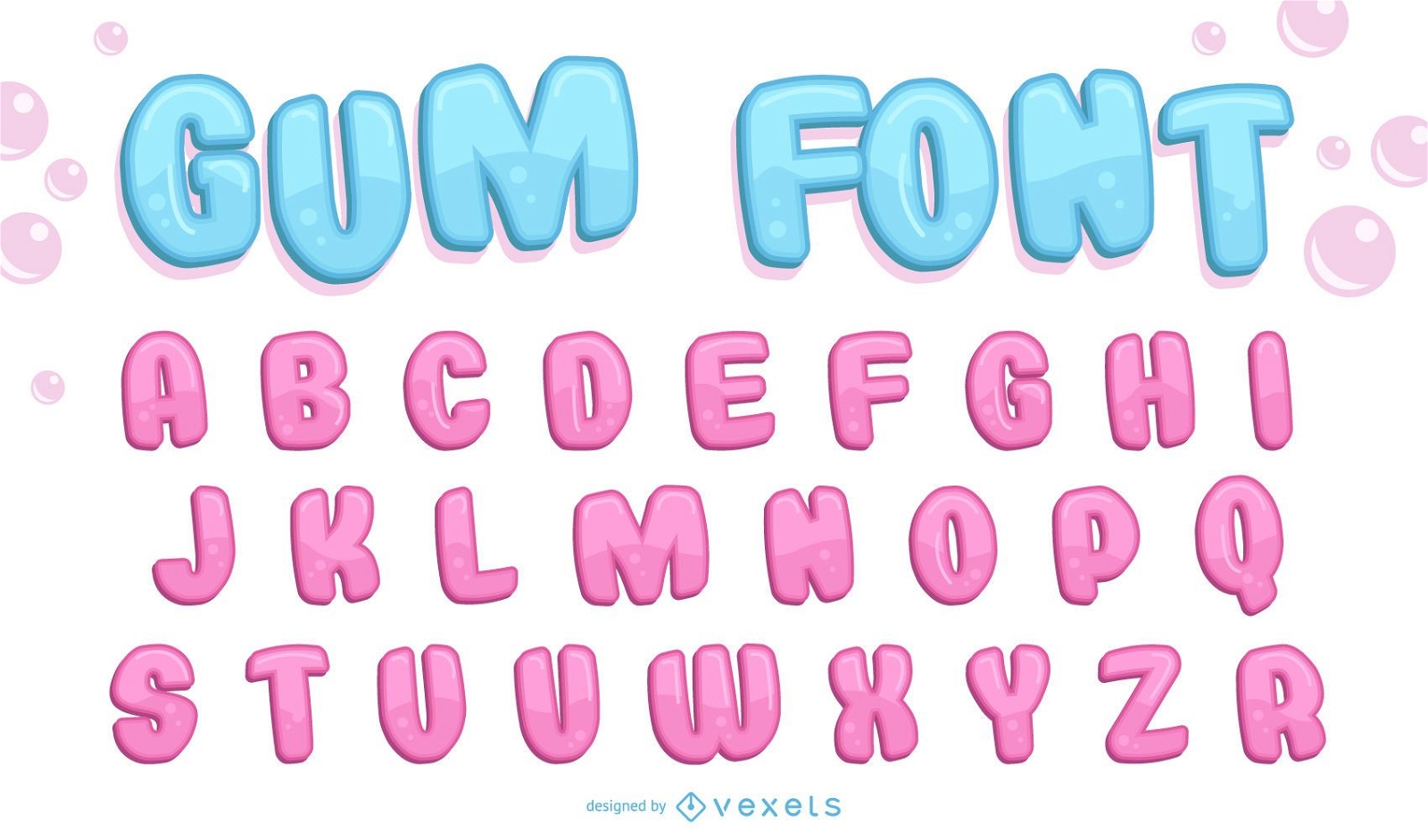 Bubble Gum 3D-Schriftart