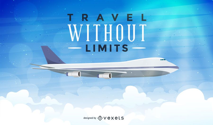 Airplane travel illustration with text Airplane travel illustration with text