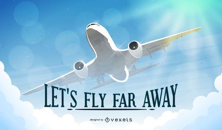 Fly far away airplane background Fly far away airplane background