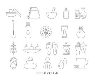 Conjunto de iconos de trazo de spa