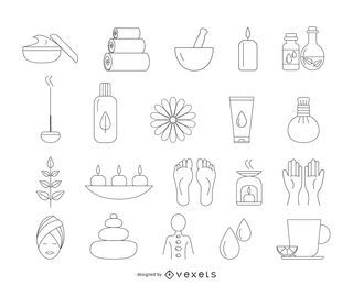 Spa stroke icon set Spa stroke icon set