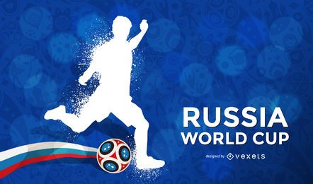 Fundo de silhueta de jogador de futebol da copa do mundo da Rússia