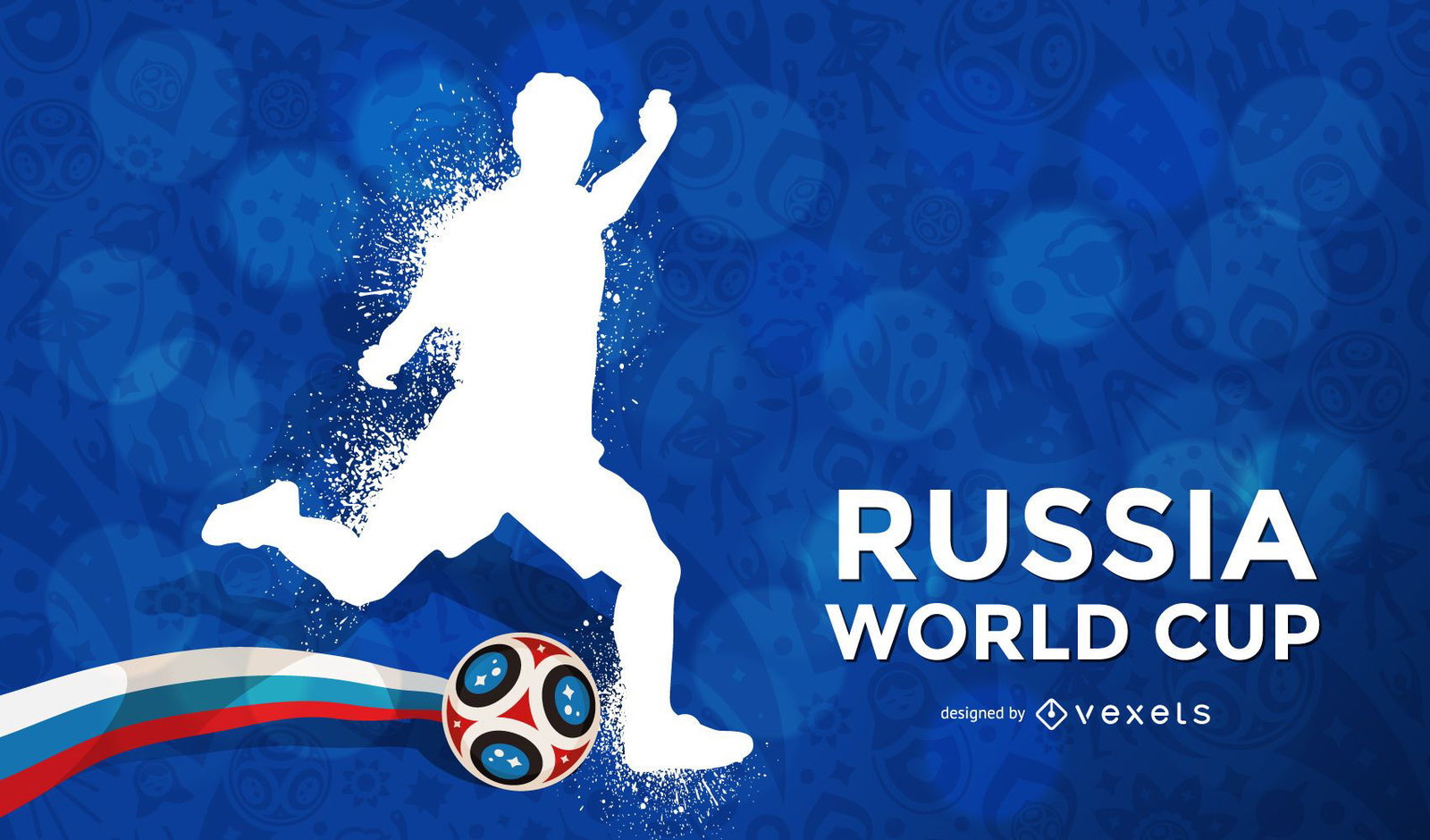 Russland-Weltcup-Fußballer-Silhouette-Hintergrund