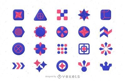 Abstract Blue And Pink Logo Template Set Vector Download