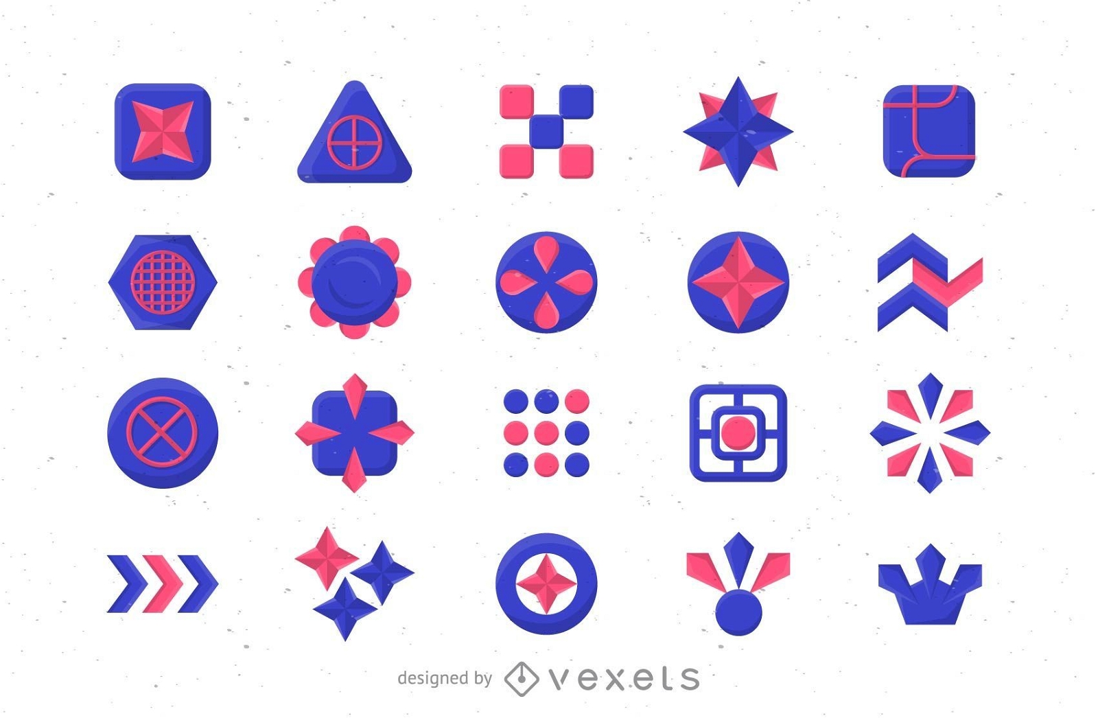 Conjunto de plantillas de logotipo abstracto azul y rosa