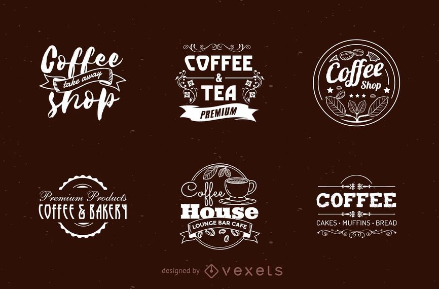 Coffee-Shop-Logo festgelegt Coffee-Shop-Logo festgelegt