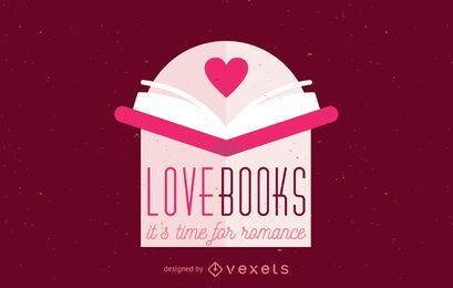Modelo de logotipo de livro aberto de amor